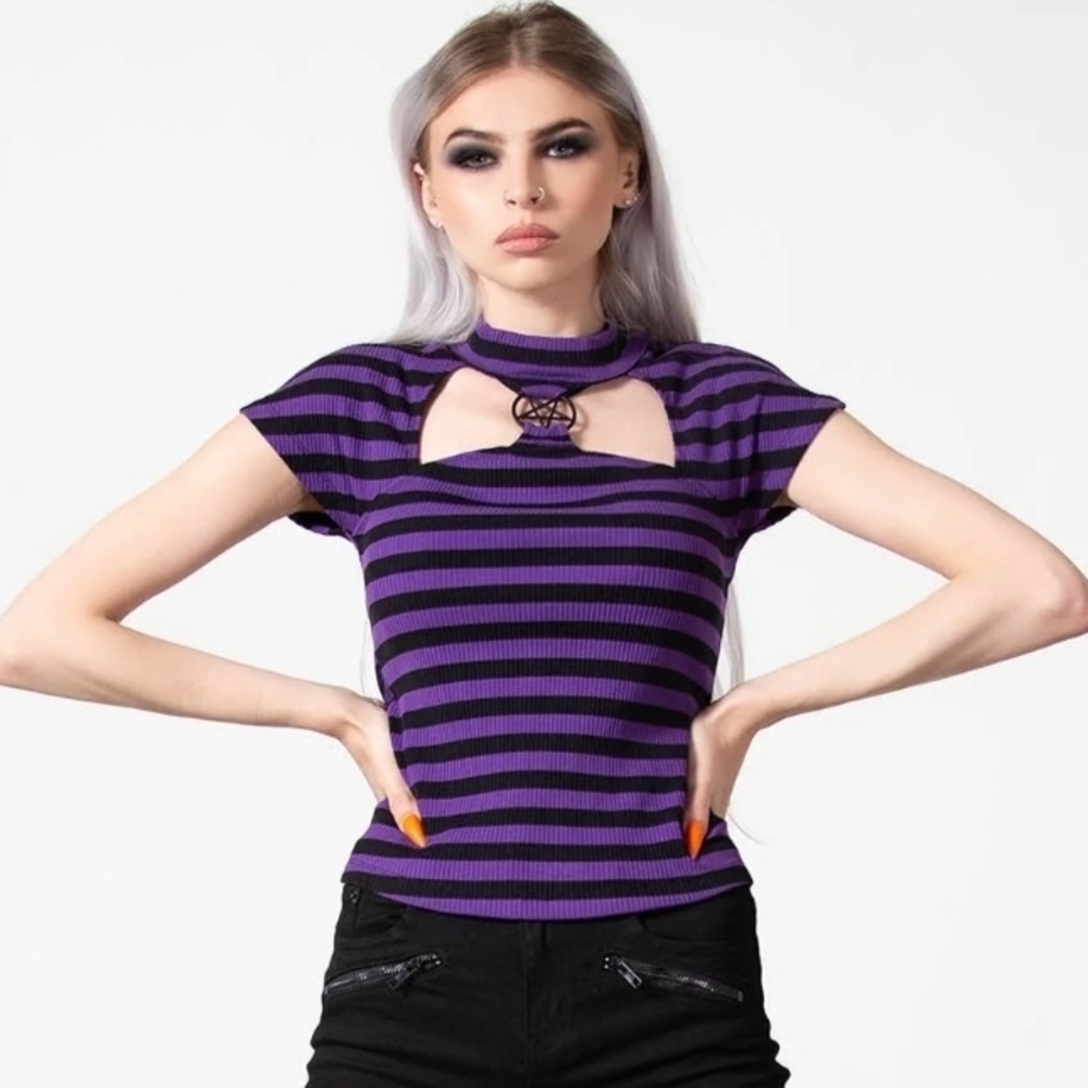 Purple and Black Short Sleeve Tee